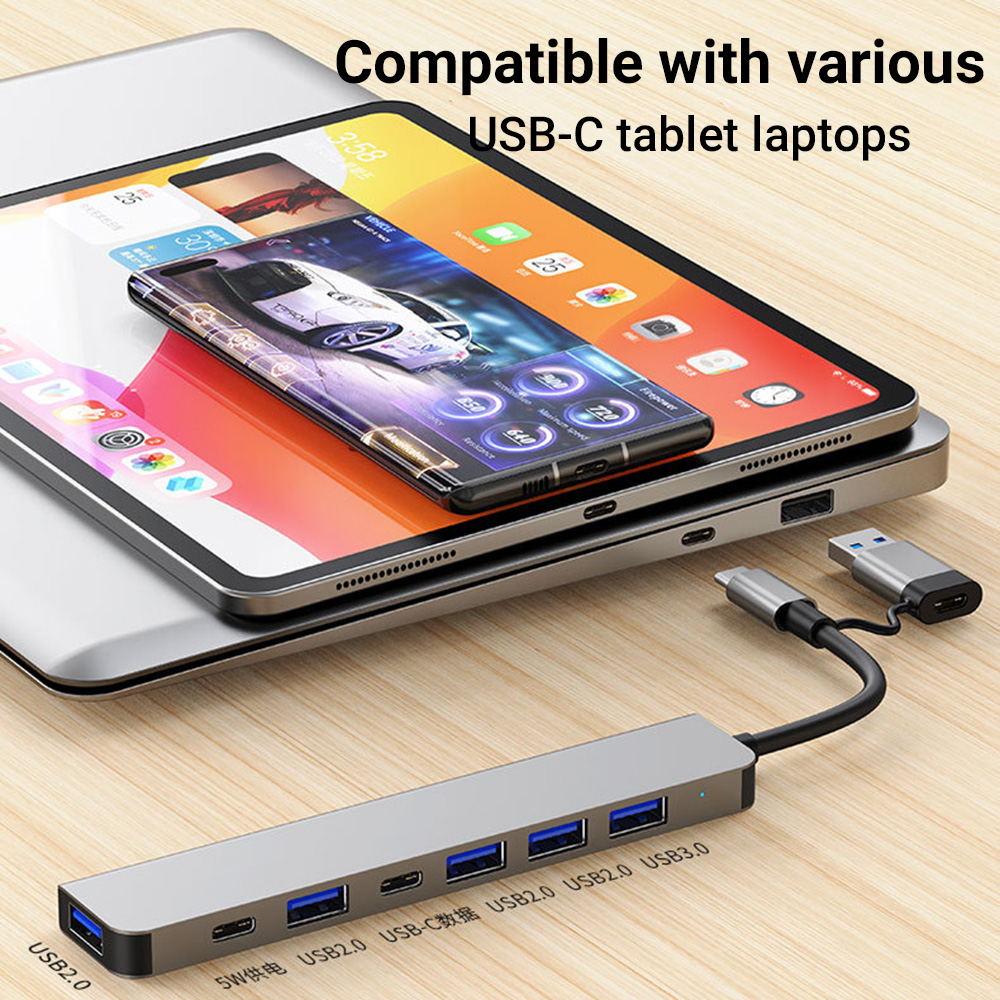 Tablet Reading Accessories - ฮับเชื่อมต่อ USB-C และ USB แบบ 7-in-1