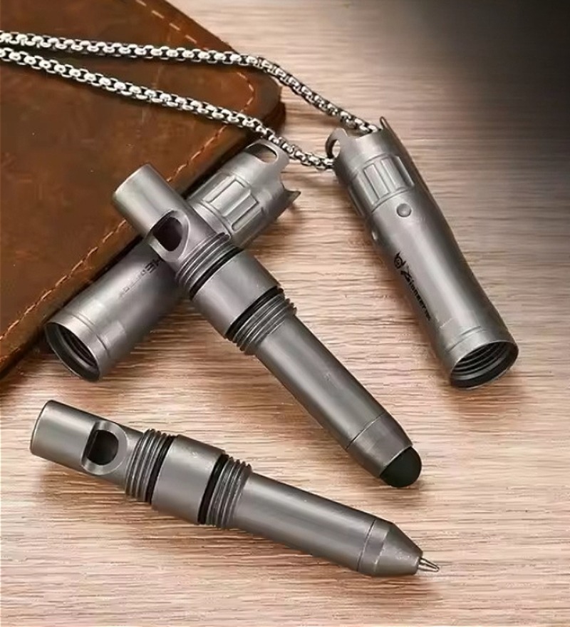 Tablet Drawing Accessories - ปากกา EDC โลหะผสมไทเทเนียมพร้อมนกหวีดฉุกเฉิน หัวปากกาซิลิโคนสำหรับโทรศัพท์ แท็บเล็ต โค้ช