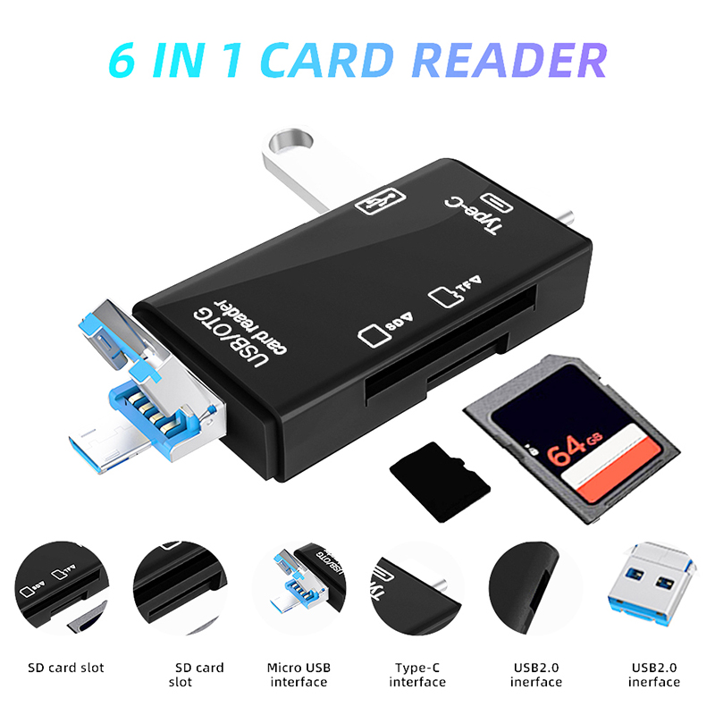Tablet Reading Accessories - เครื่องอ่านการ์ด USB Type C 6 in