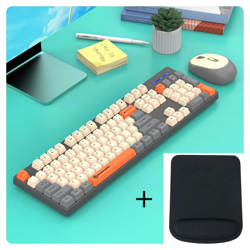 Officeworks Tablet Accessories - ชุดคีย์บอร์ดและเมาส์เกมมิ่งไร้สาย Shipadoo พร้อมแผ่นรองเมาส์ อุปกรณ์เสริมสำหรับคอมพิวเตอร์ แท็บเล็ต แล็ปท็อป