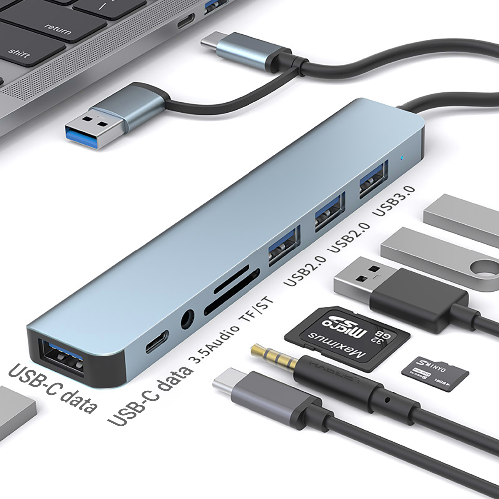 Officeworks Tablet Accessories - 9-in-1 ดูอัลเฮด USB Docking Station USB-A&USB-C