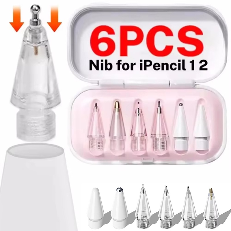 Tablet Drawing Accessories - หัวปากกาสไตลัสแบบเปลี่ยนได้ 6 ชิ้น สำหรับ Apple Pencil