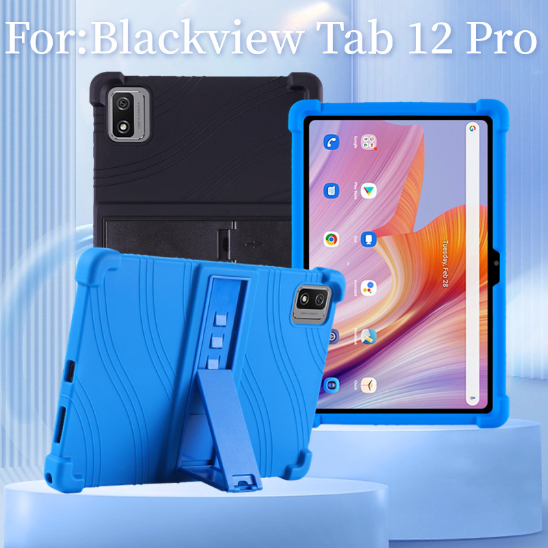 Blackview Tablet Accessories - เคสซิลิโคนอ่อนนุ่มสําหรับ Blackview Tab12 Pro แท็บเล็ตฝาครอบร่างกายเต็มรูปแบบขาตั้งแบบพับได้เกราะป้องกันสําหรับ Blackview