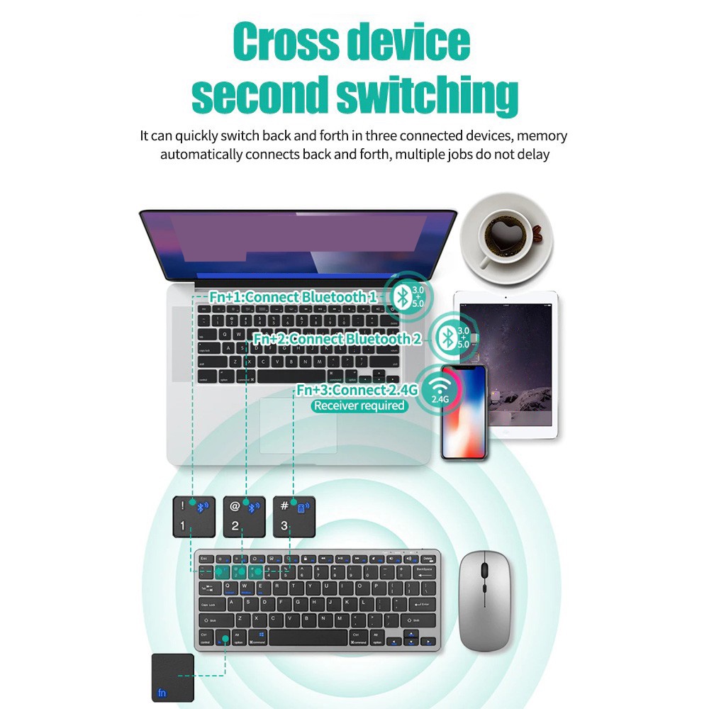 คีย์บอร์ดไร้สายบลูทูธ 5.0 และ  - Tablet Accessories Choice Store บทวิจารณ์และราคา